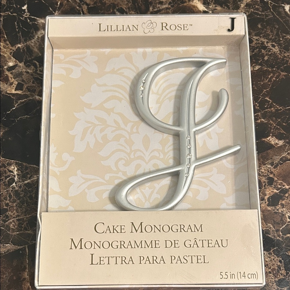 Silver Cake Monogram Topper